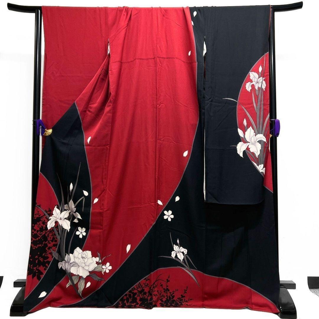 振袖　刺繍　金糸　菖蒲　牡丹　花影　着物　121b p ms