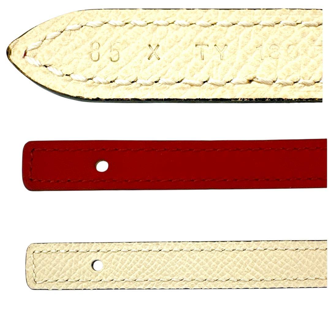 希少◇美品◇エルメス ミニHベルト リバーシブル ルージュｘベージュ レディース