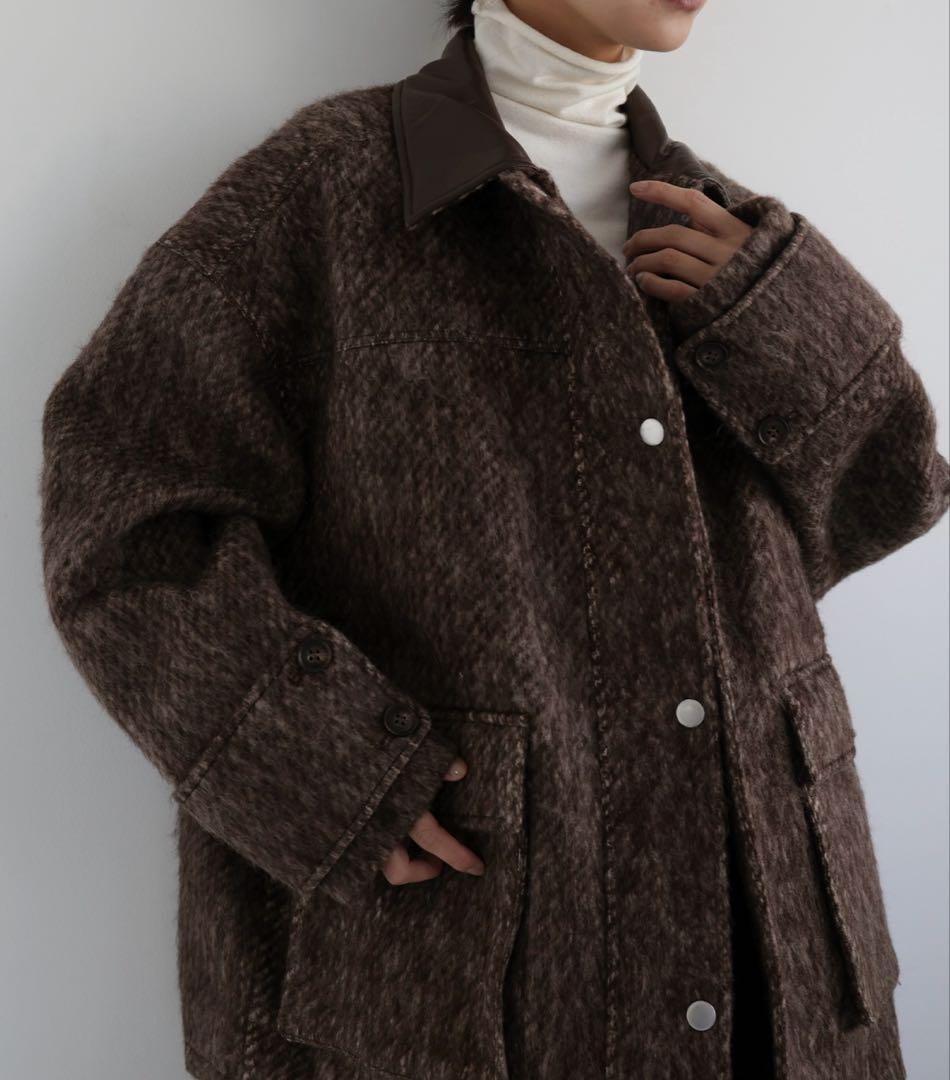 hellamレザーカラーシャギーコート