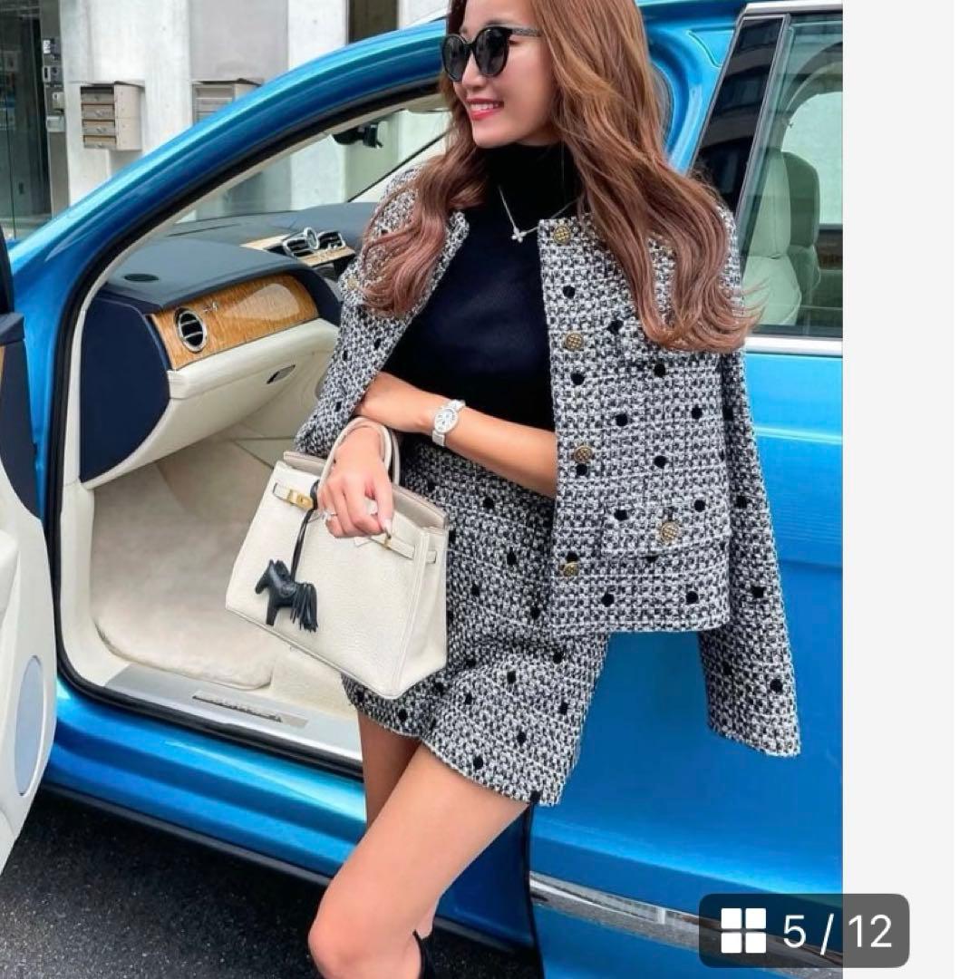 おはなSheller シェリエ未使用に近い極美品ドットツイードキュロット