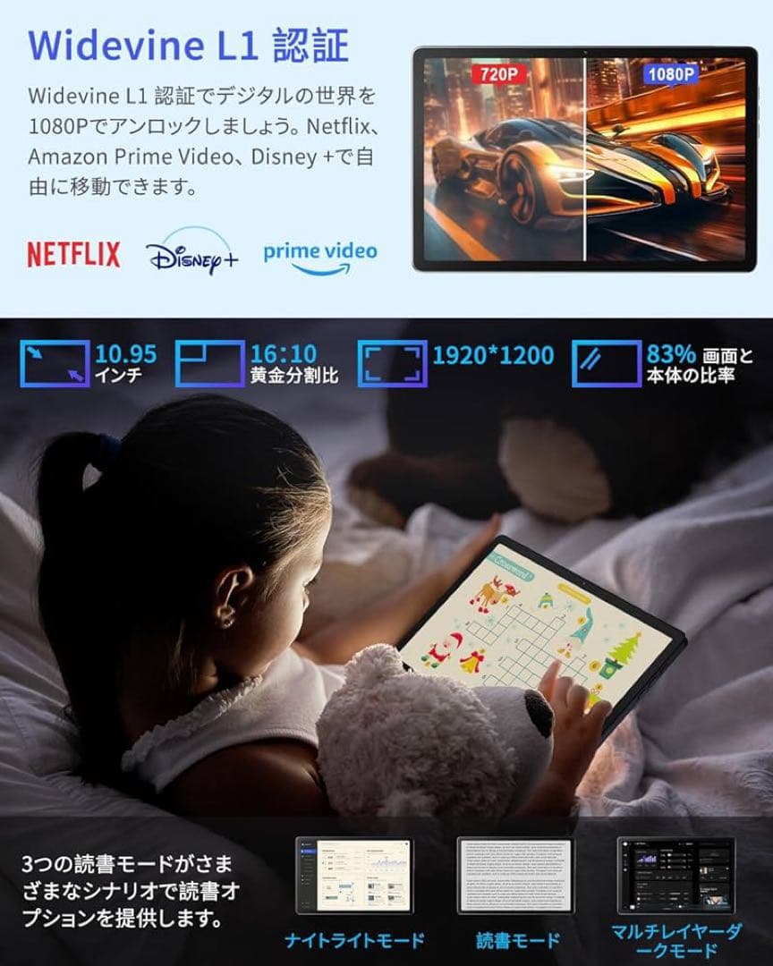 Android 15 タブレット　10.95インチ　24GB+256GB+1TB