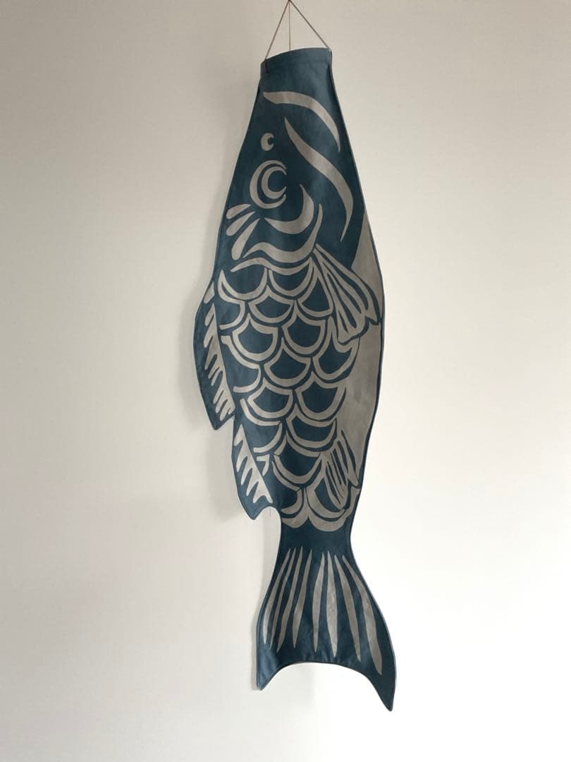 藍染め鯉のぼり　<中単体> 名入れあり　手染め　淡色