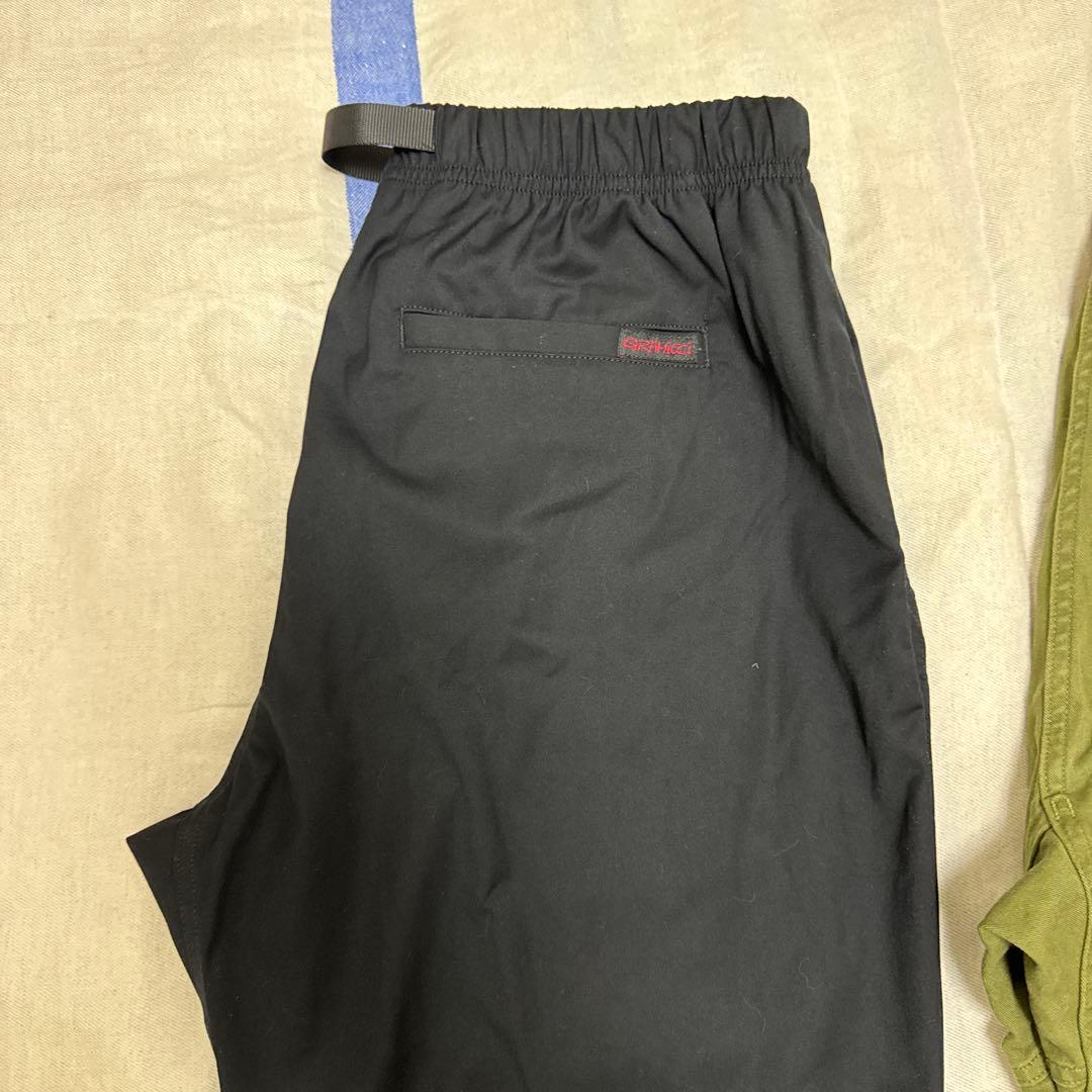 美品❗️グラミチ‼️ギャバジンブラック&ミリタリーワイドパンツ サイズL 2本セット
