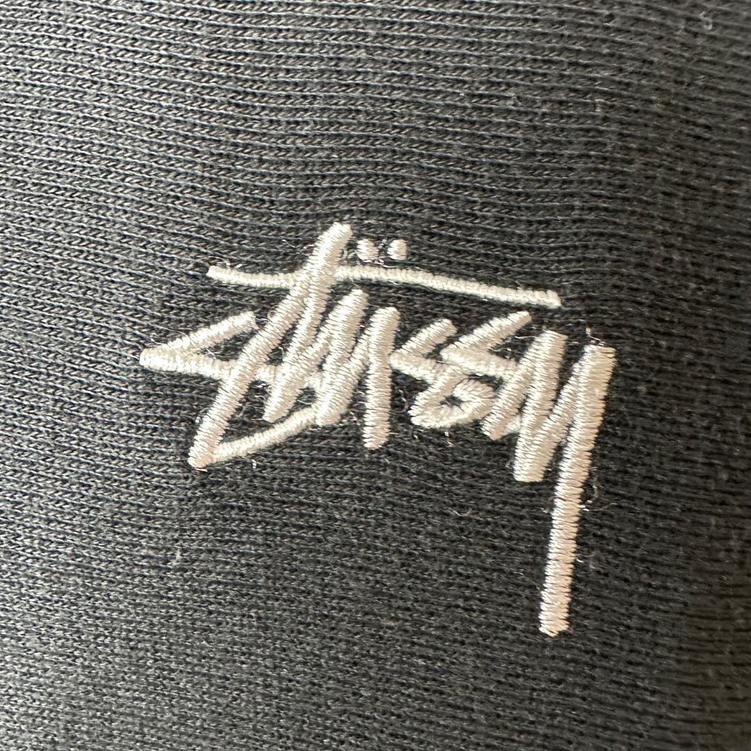 ステューシー ハーフジップ スウェット 黒 ブラック L モックネック ホワイト