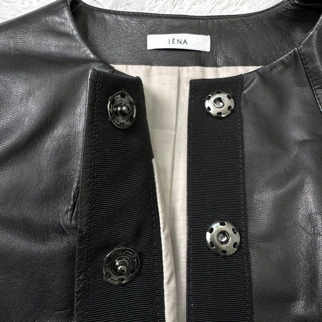 【美品】イエナ　山羊革シングルライダースレザージャケット黒36