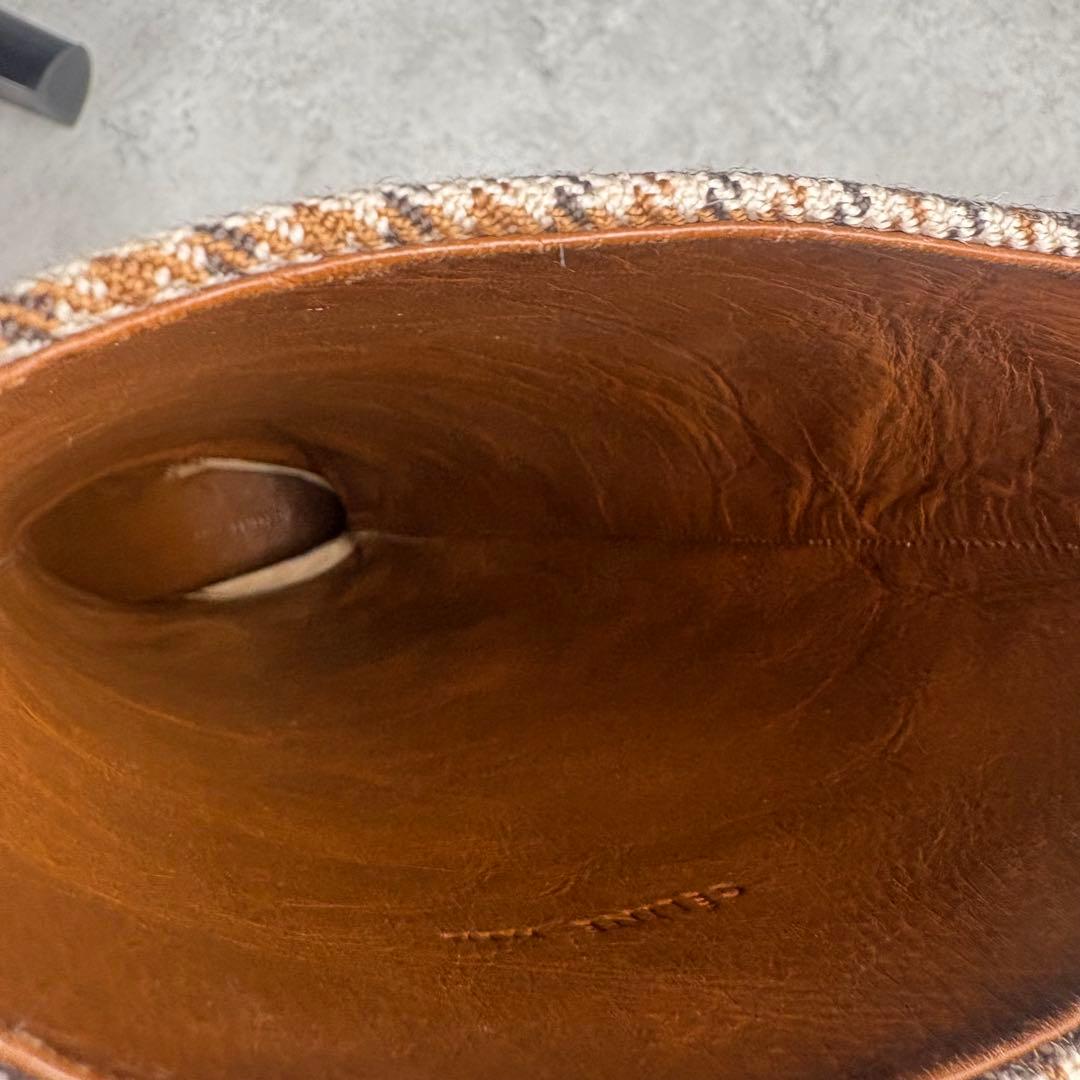 セリーヌ　CELINE ロングブーツ　36 チェック　ウール　ブラウン