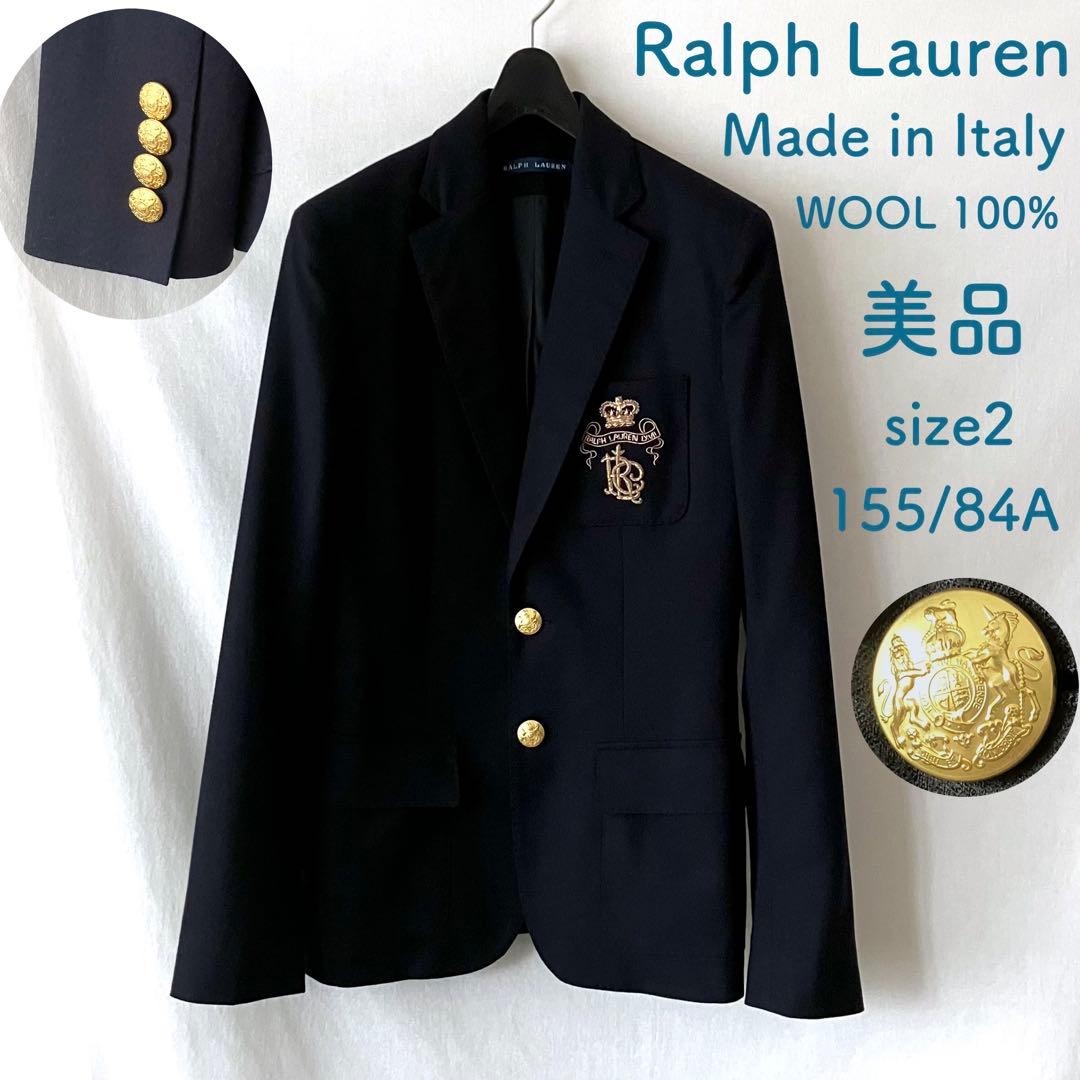 美品 イタリア製 ラルフローレン ウール ジャケット エンブレム ブレザー 2