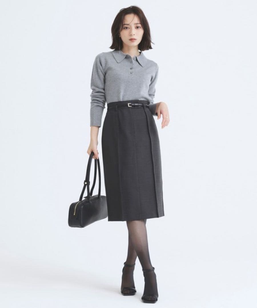 anuans ウールニットポロシャツ（ivory）