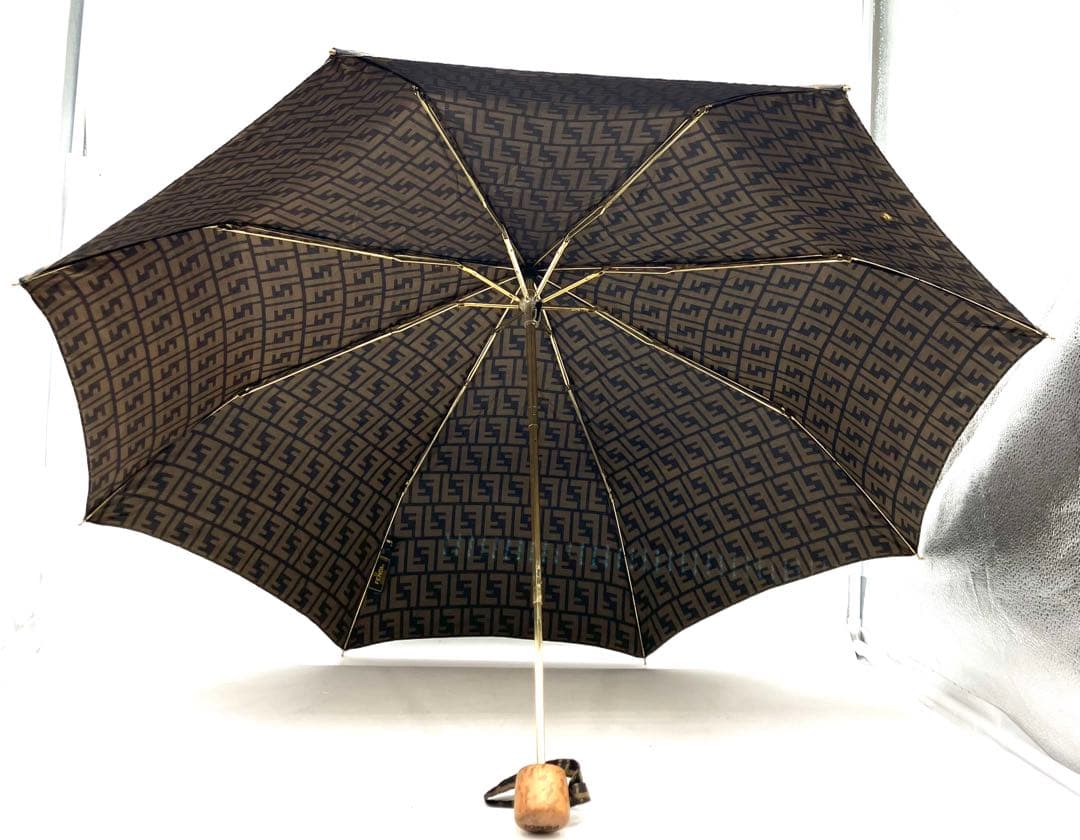 FENDI フェンディ ズッカ柄 アンブレラ キャンバス 折りたたみ傘 ケース付