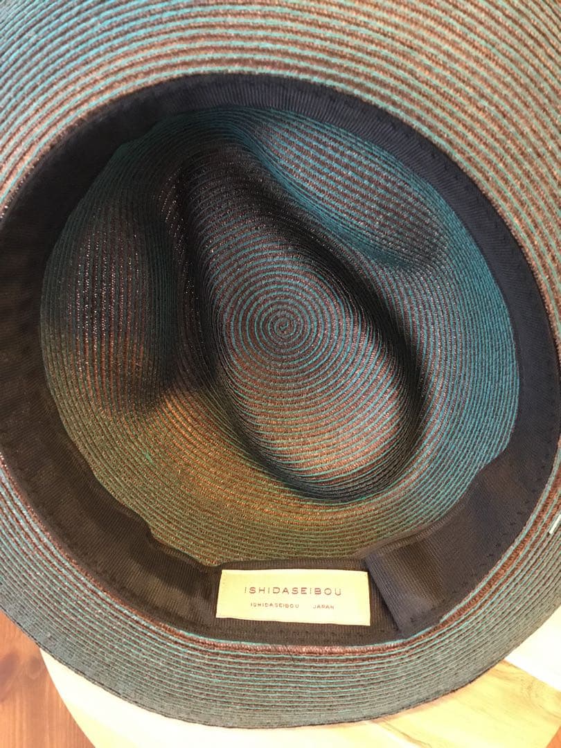 専用◆新品未使用◆石田製帽 マニラ麻中折れ帽◆モスグリーン◆サイズL