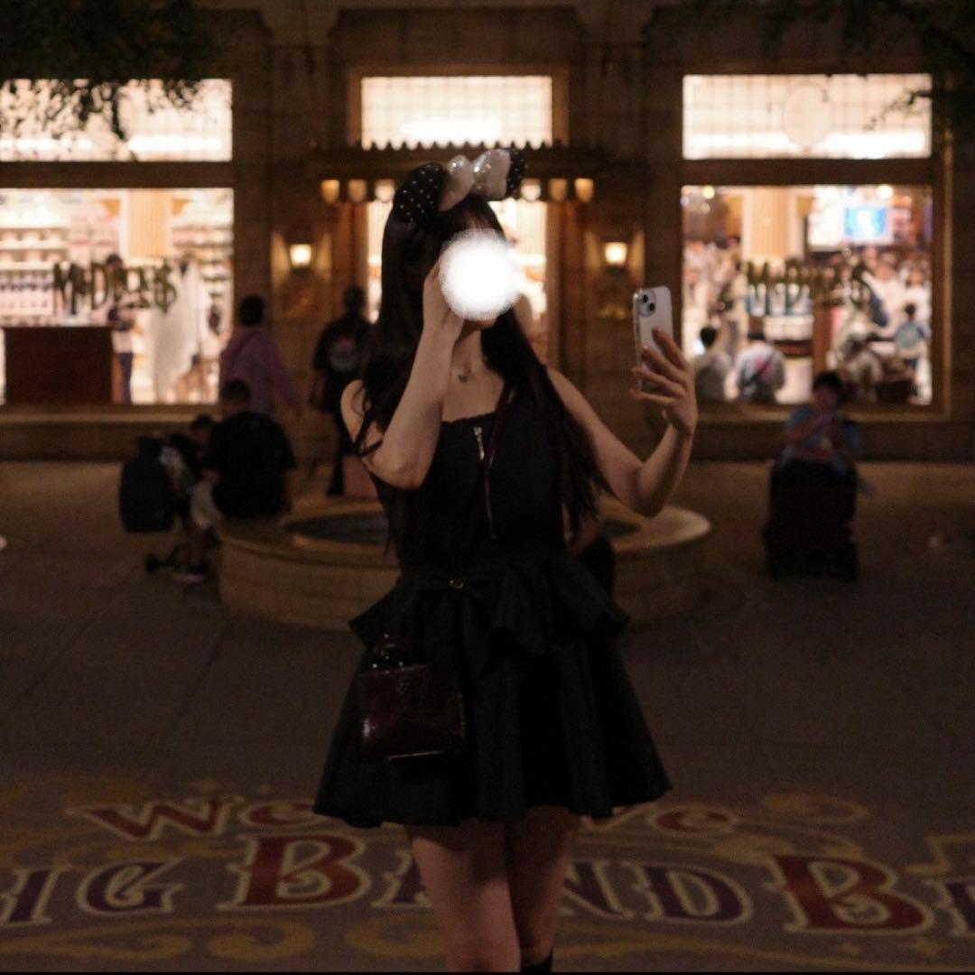 treat ürself リボンペプラムジャガードワンピース（ブラック）