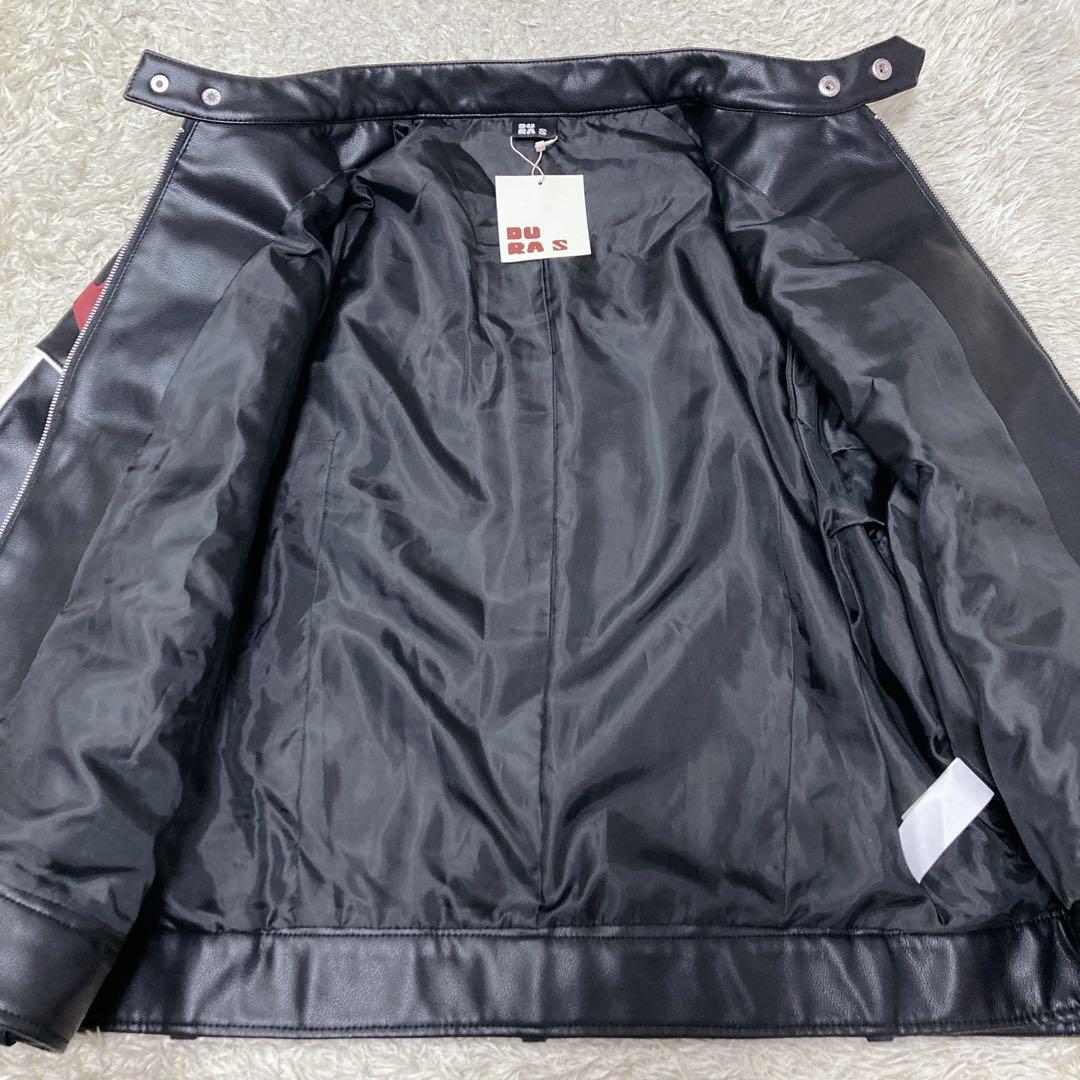 『未使用』DURAS デュラス　レザージャケット　シングルライダー　刺繍