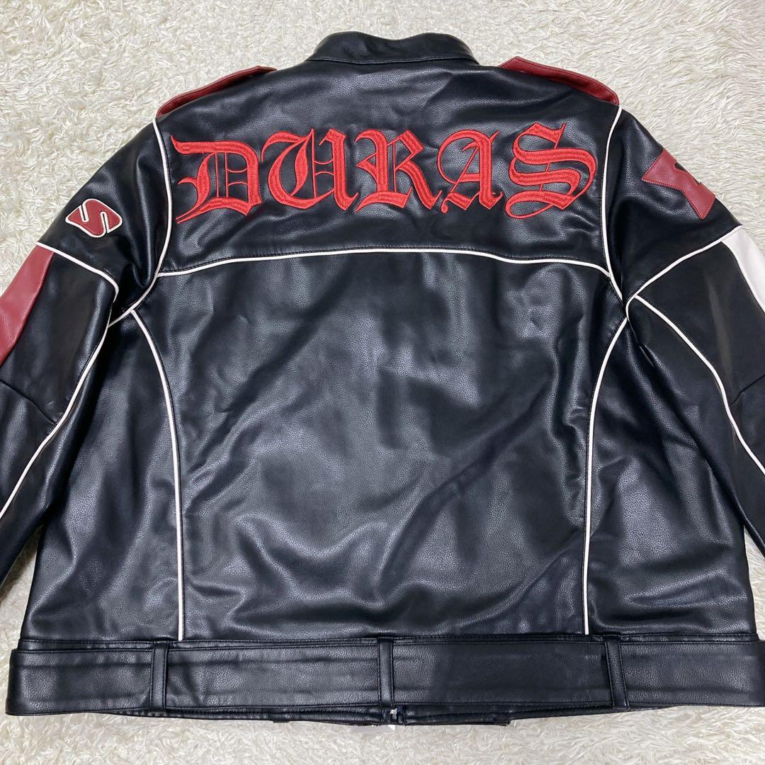 『未使用』DURAS デュラス　レザージャケット　シングルライダー　刺繍