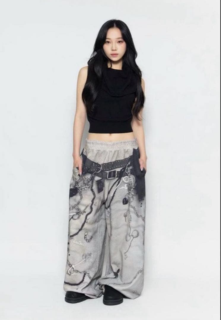 パンツ THEREDTHREAD S print sweat2 toys gray