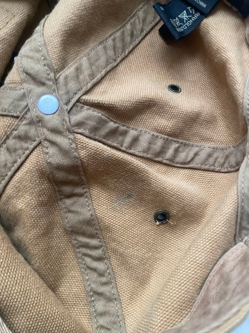 美品 00s RRL 革 レザー キャンバス ダック地 cap キャップ 帽子