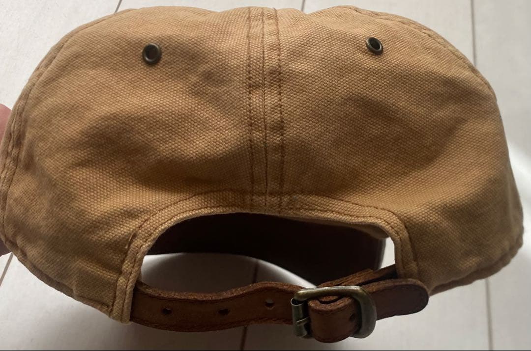 美品 00s RRL 革 レザー キャンバス ダック地 cap キャップ 帽子