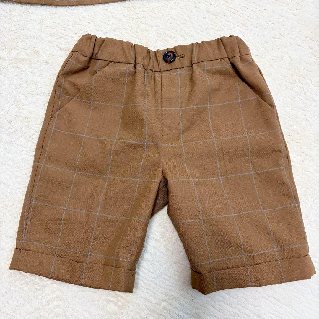 グリーンレーベルリラクシング　キッズスーツ110 ペンチェック　ブラウン