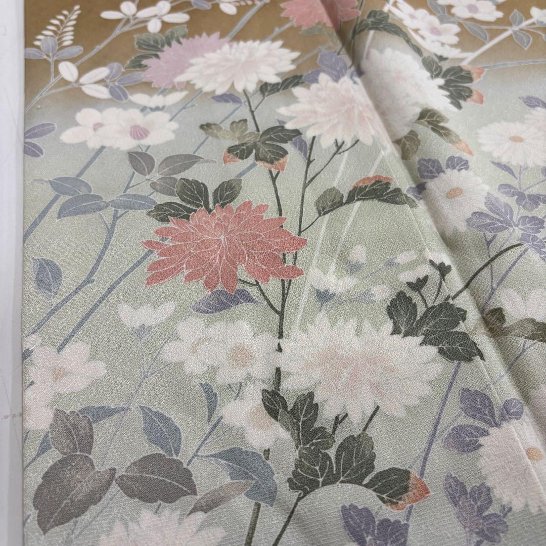 付下げ 美しい友禅 七宝地紋 紋なし 正絹AK-6226