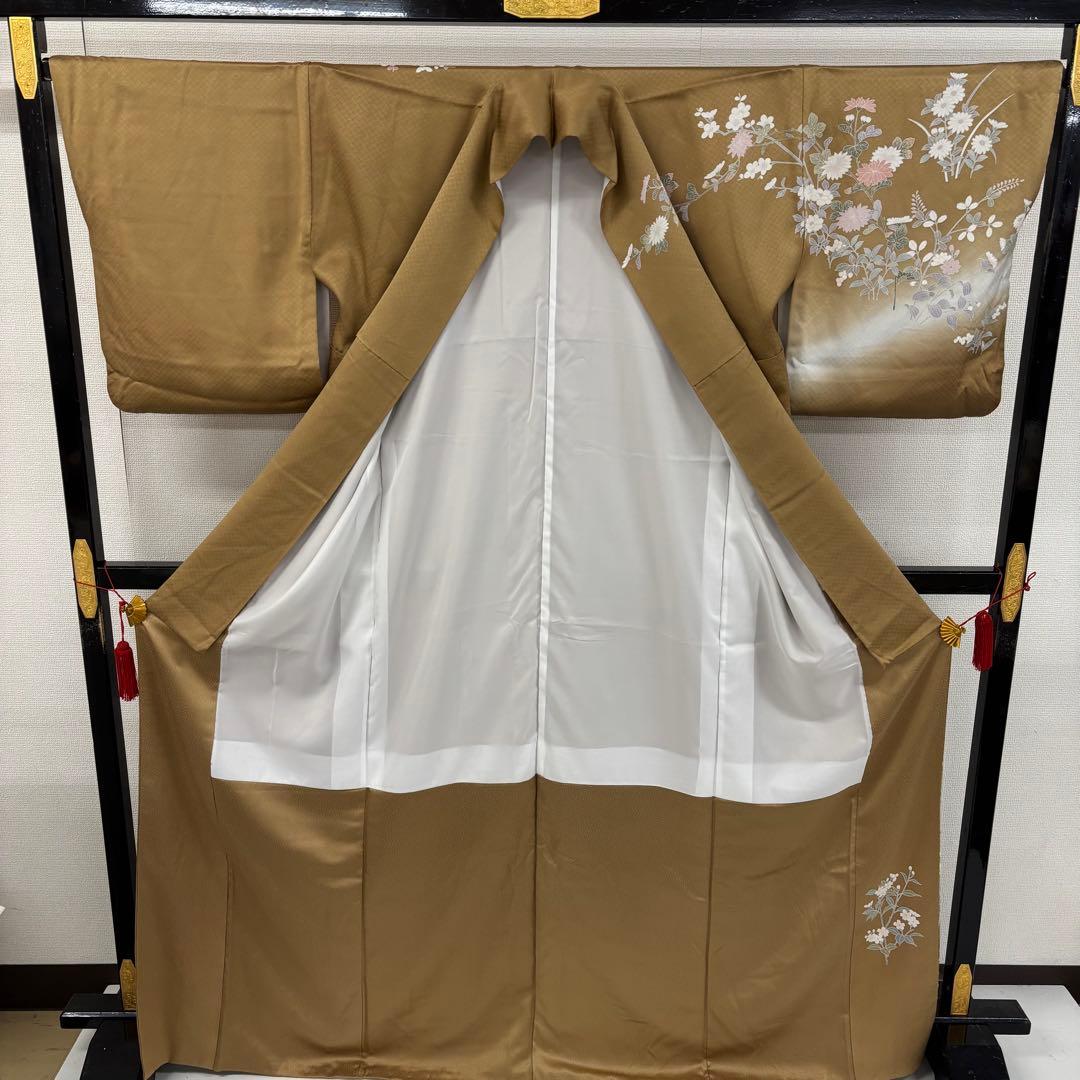 付下げ 美しい友禅 七宝地紋 紋なし 正絹AK-6226