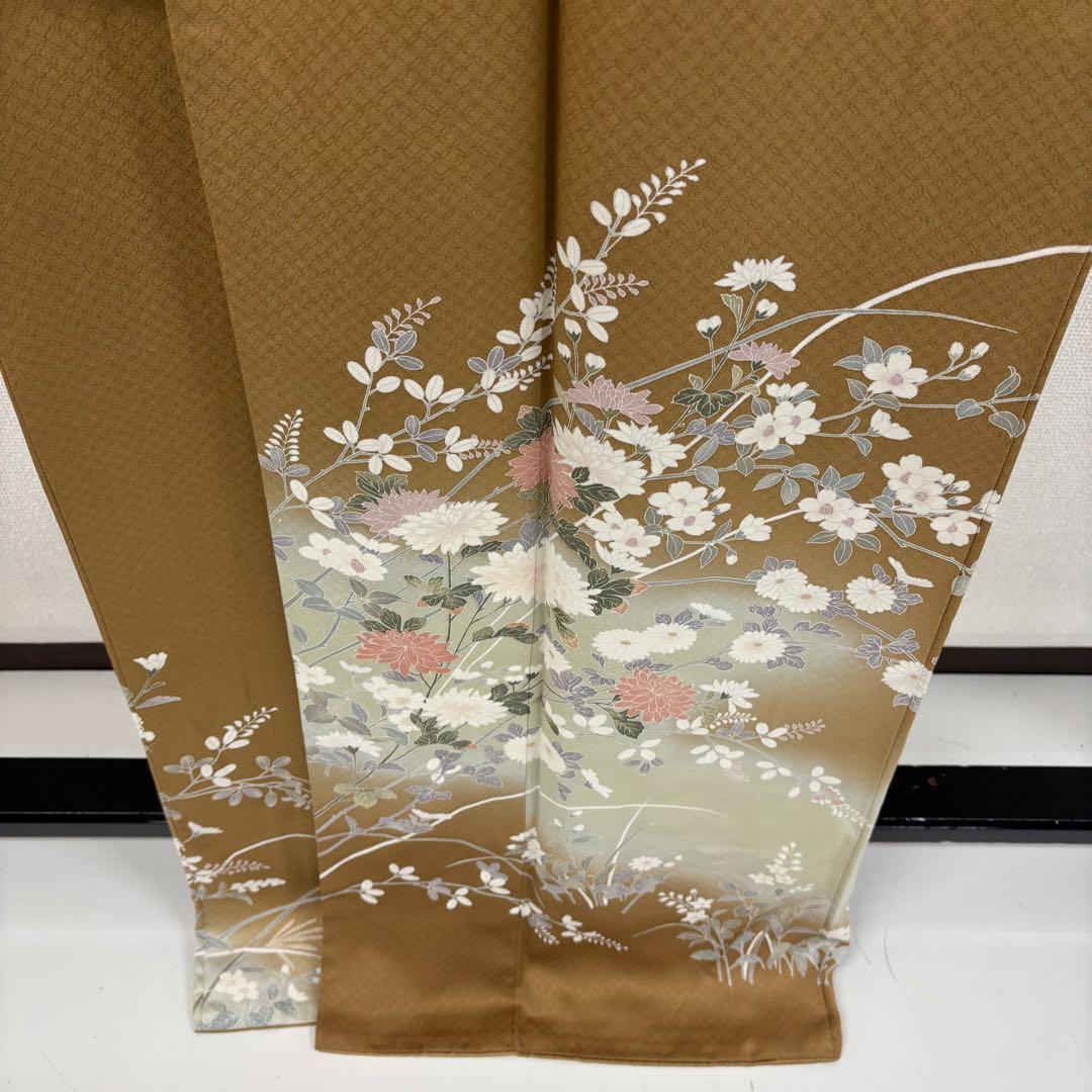 付下げ 美しい友禅 七宝地紋 紋なし 正絹AK-6226