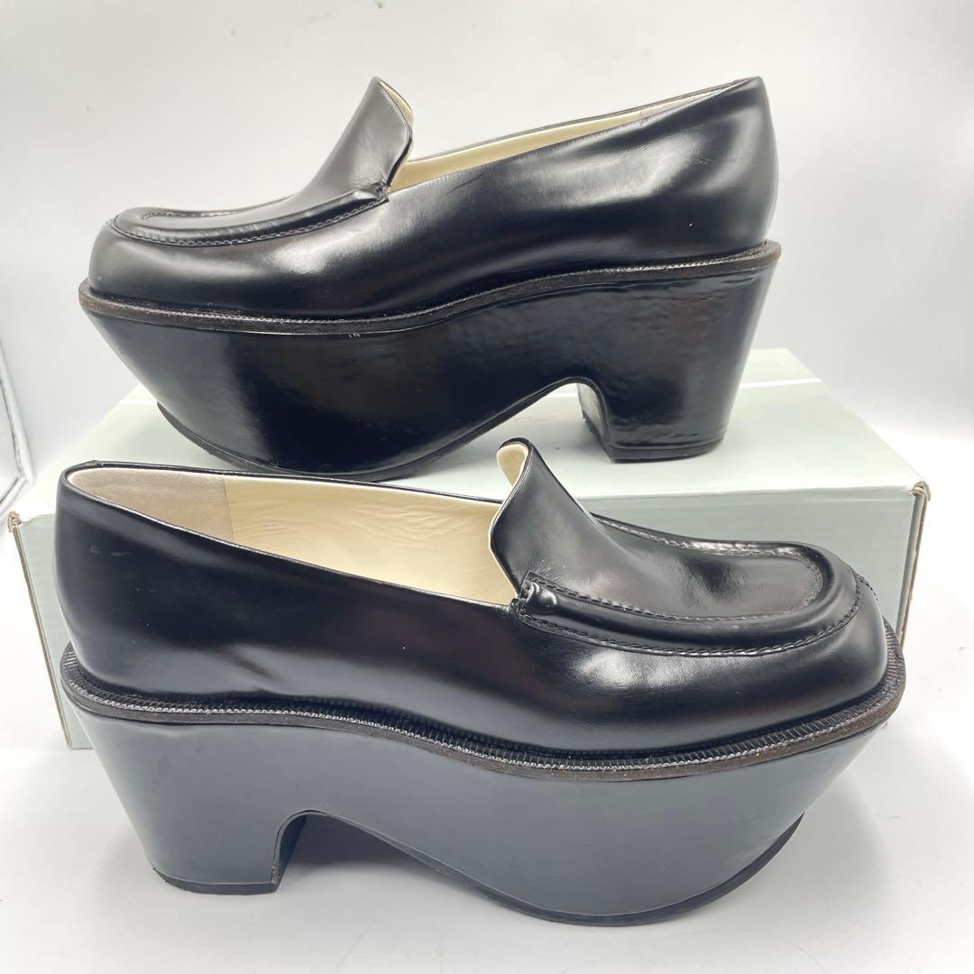 ジルサンダー　ネイビー　超厚底　ローファー　レザー　黒　23cm