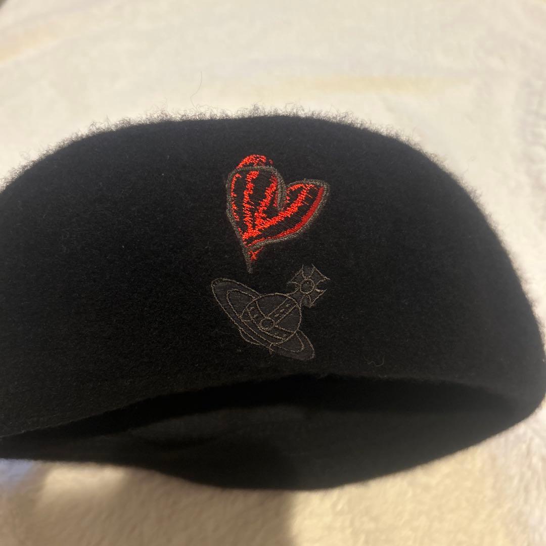 vivienne westwood ウール ベレー帽 オーブ ハート ブラック