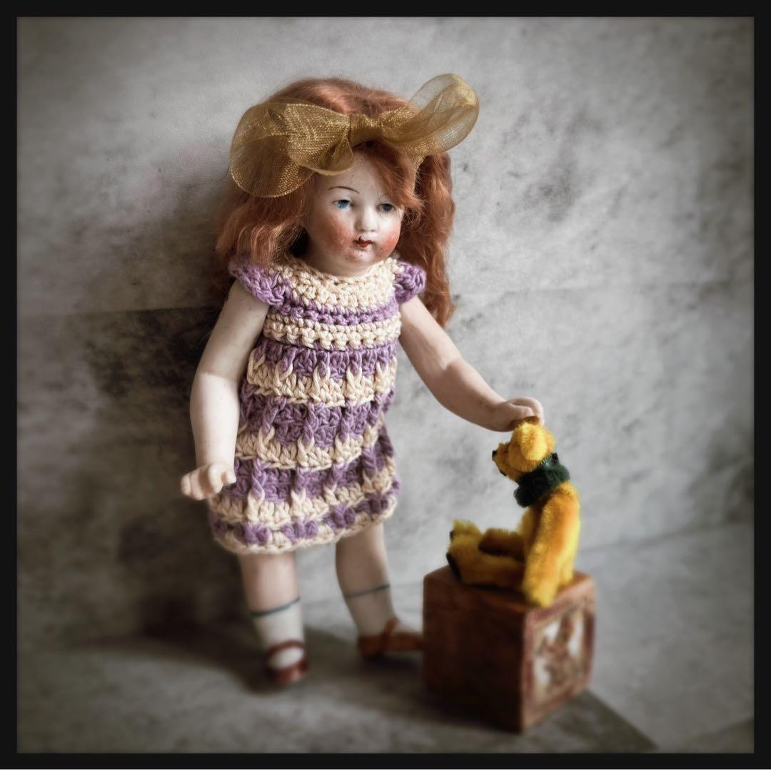 お盆セール　アンティーク 赤毛の女の子オールビスクドール ミニョネット