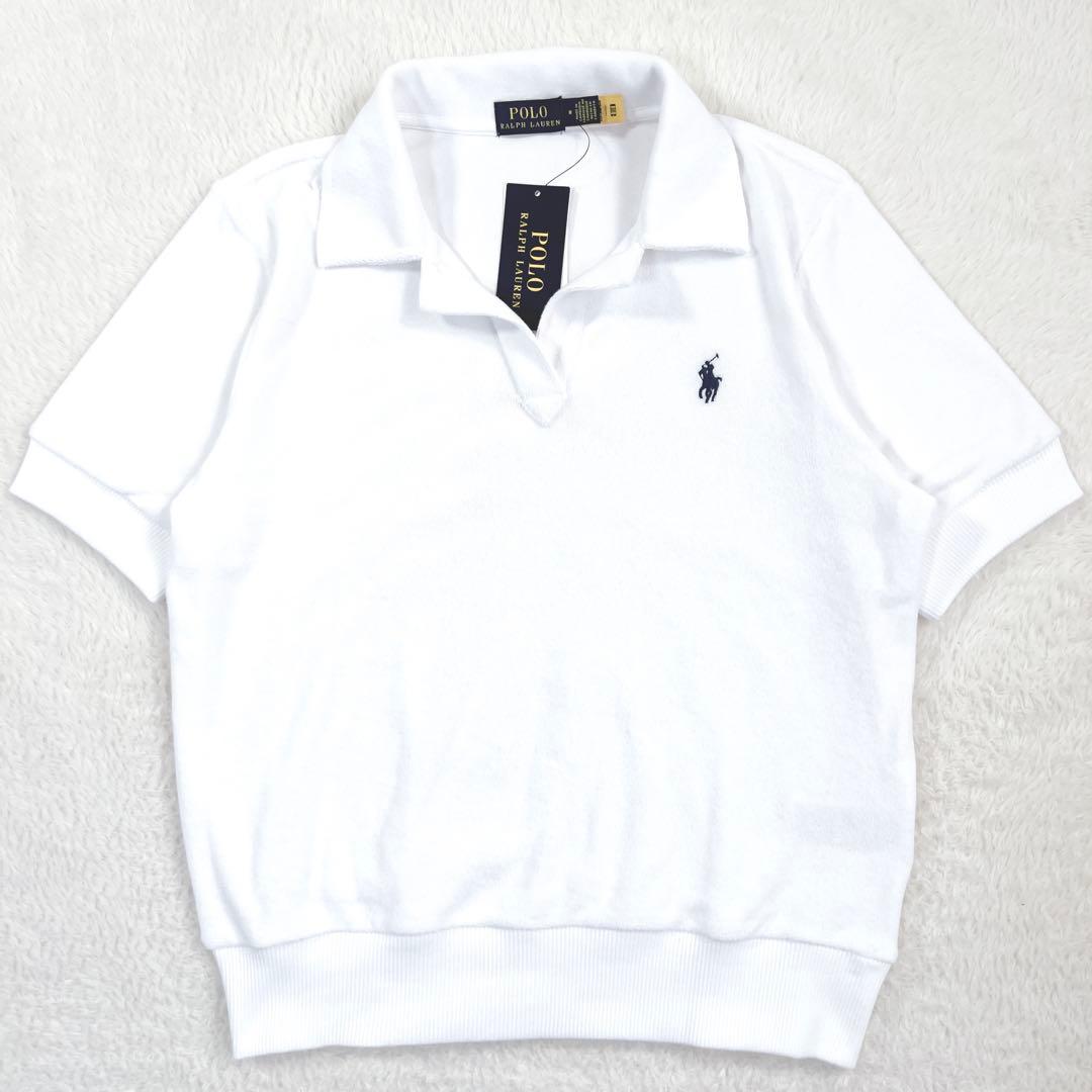 未使用タグ付✨ポロラルフローレン パイル生地 ポロシャツ ホース刺繍 白 現行