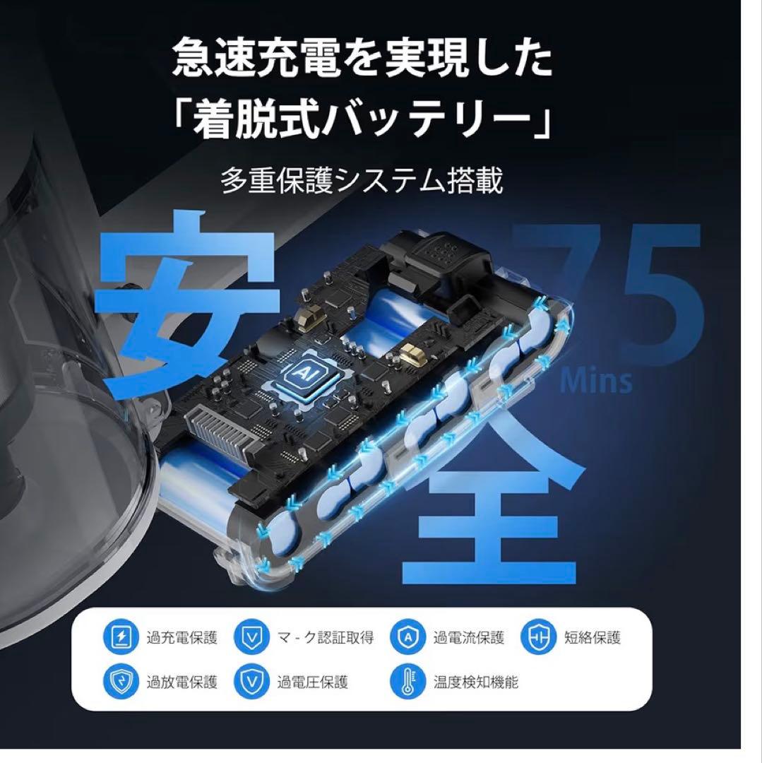 掃除機 コードレス 85KPa超強力吸引 除菌 LED 自立式 軽量