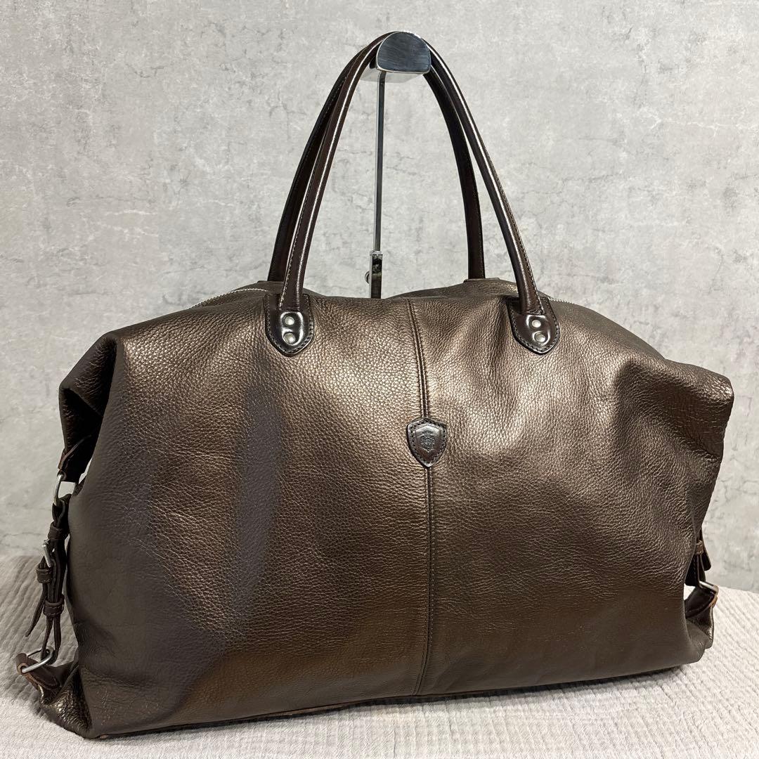 美品 Felisi フェリージ ボストンバッグ オールレザー ブラウン ビジネス