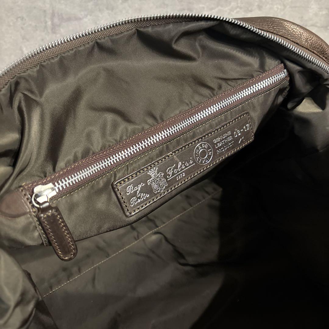 美品 Felisi フェリージ ボストンバッグ オールレザー ブラウン ビジネス