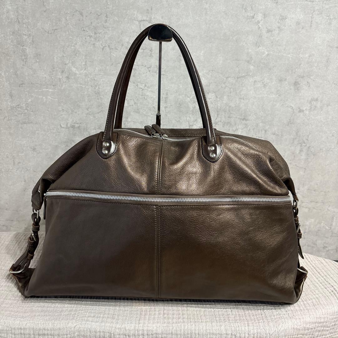 美品 Felisi フェリージ ボストンバッグ オールレザー ブラウン ビジネス