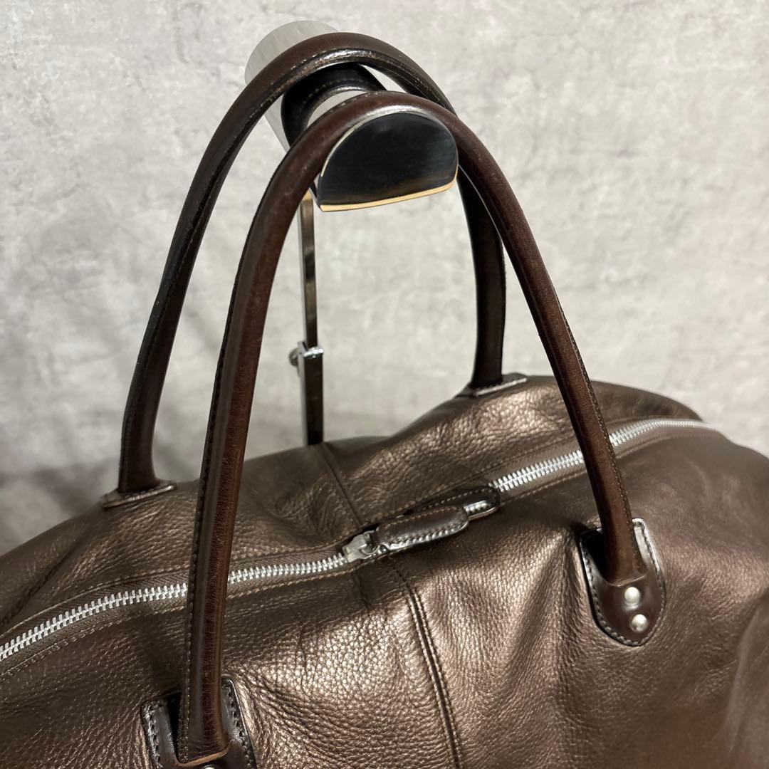 美品 Felisi フェリージ ボストンバッグ オールレザー ブラウン ビジネス