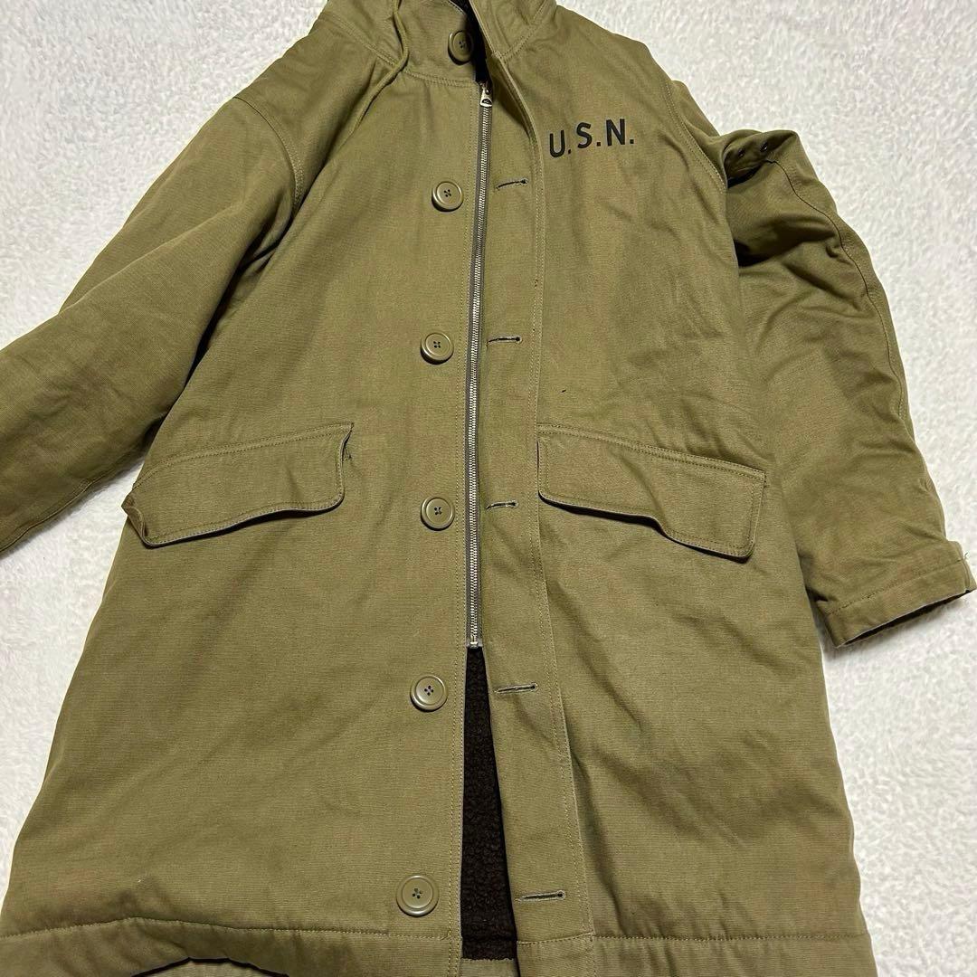 HOUSTON USN デッキコート IDEAL フード 裏ボア カーキ系 S