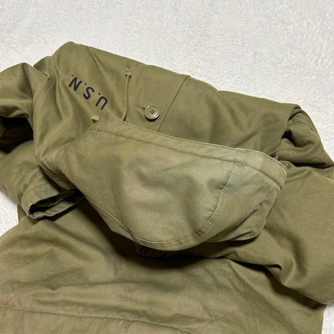 HOUSTON USN デッキコート IDEAL フード 裏ボア カーキ系 S