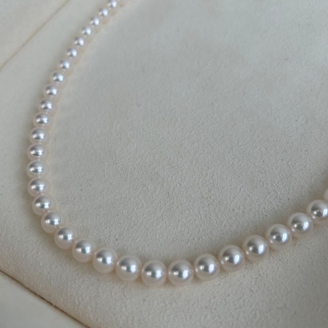 【美品・糸替え済】ミキモト　パールネックレス　約6.5-7.0㎜　約43㎝
