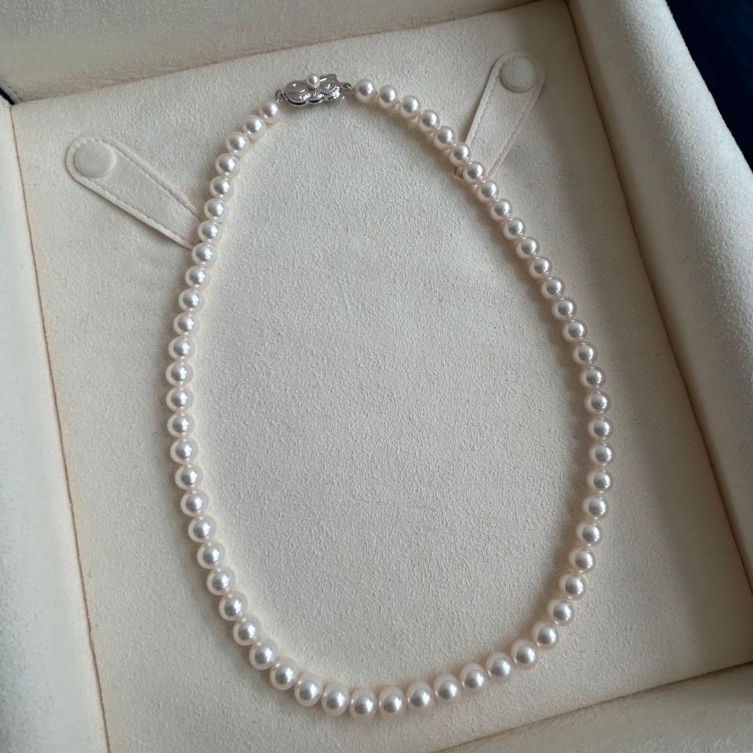 【美品・糸替え済】ミキモト　パールネックレス　約6.5-7.0㎜　約43㎝