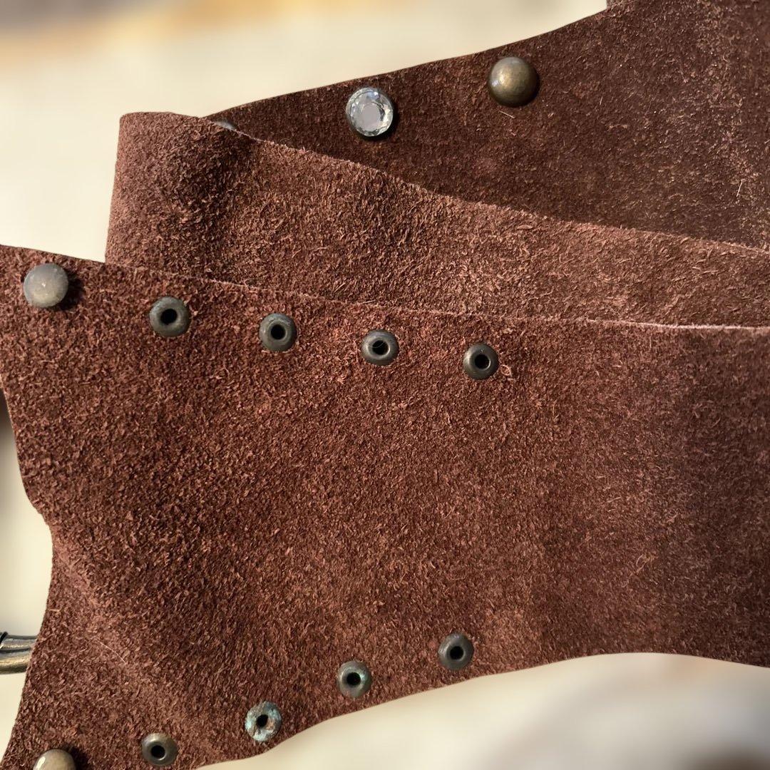 本革スエード　ラビットファー　ベルト