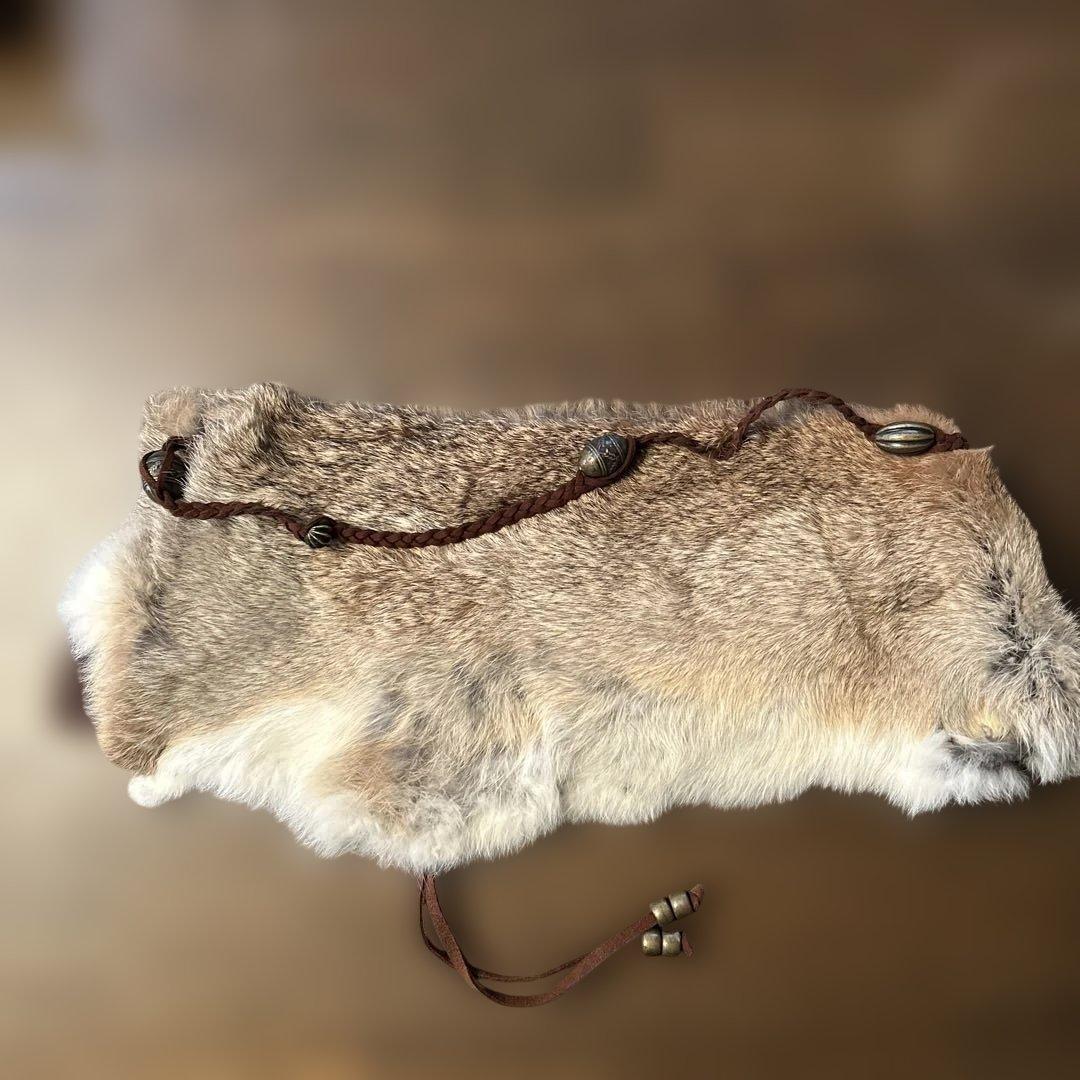 本革スエード　ラビットファー　ベルト