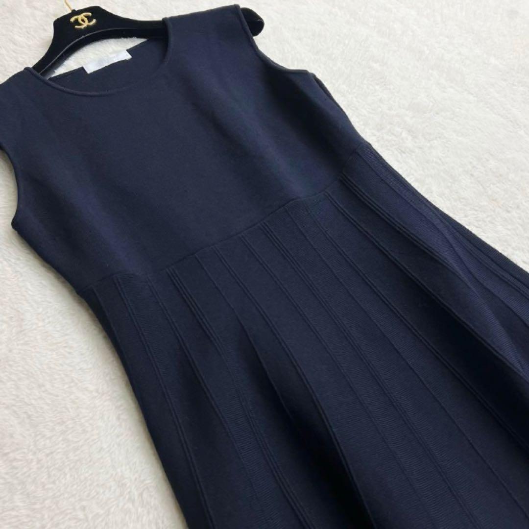 【セルフォード】レーヨンニットロングワンピース☆ノースリーブ☆クルーネック☆M