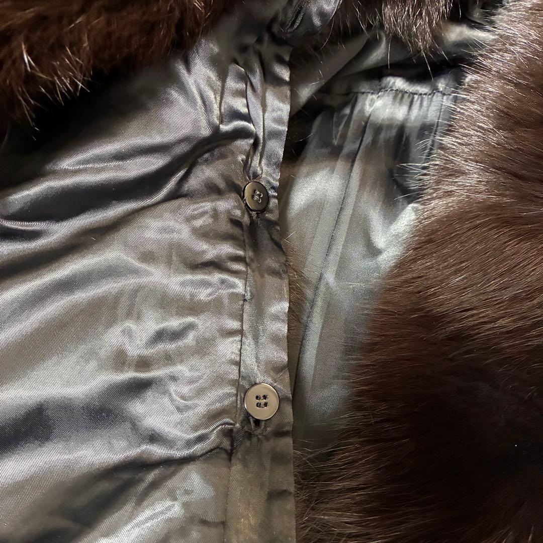 【Pinky&Dianne】美品高級ブルーフォックス襟リアルレザー ロングコート