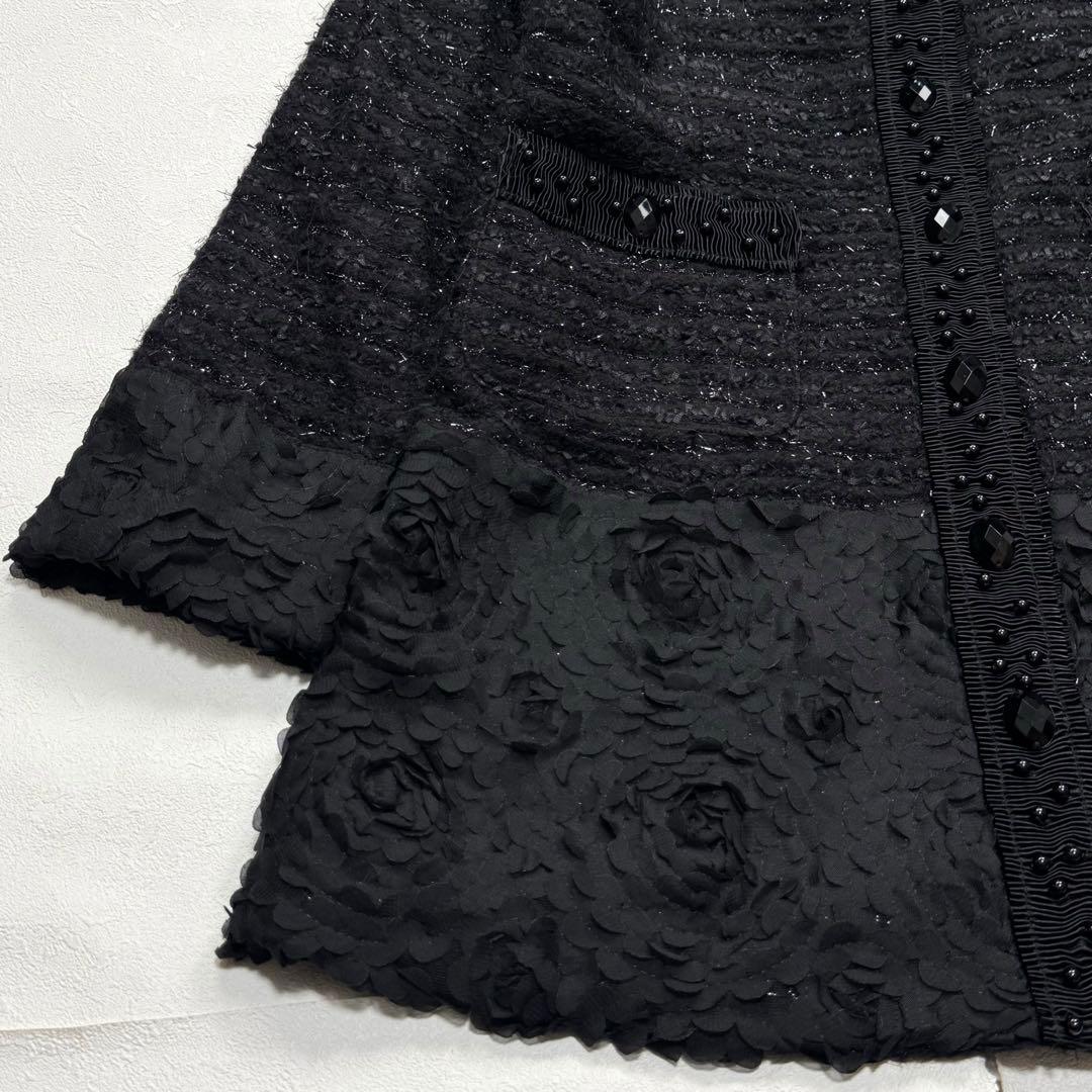 希少 大きいサイズ ノコオーノ ノーカラー ジャケット ツイード ロング 42