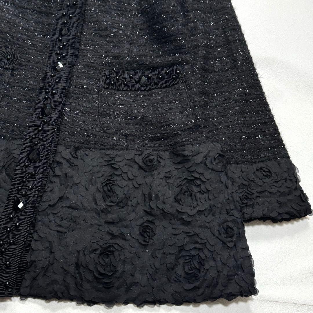 希少 大きいサイズ ノコオーノ ノーカラー ジャケット ツイード ロング 42