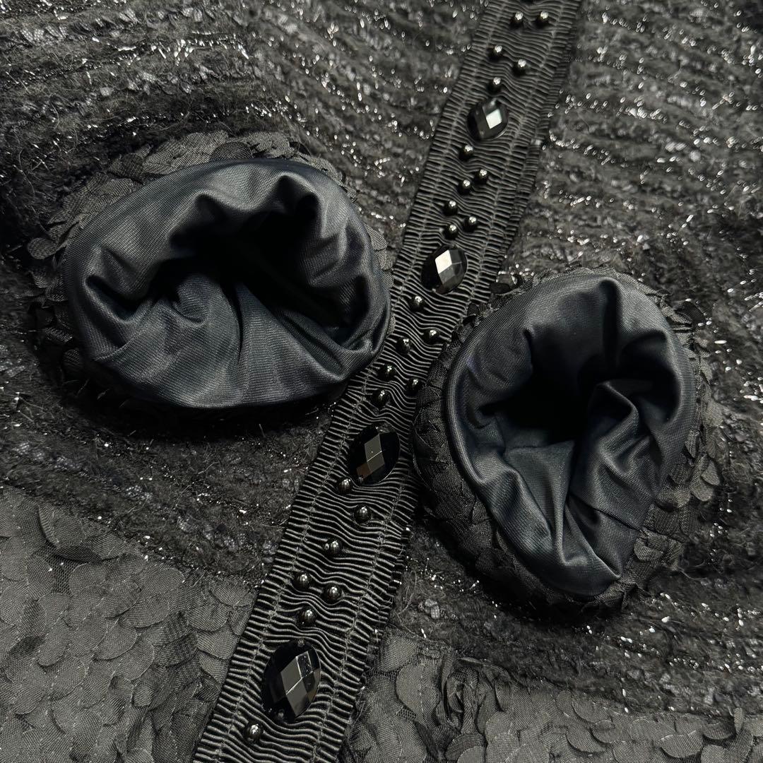 希少 大きいサイズ ノコオーノ ノーカラー ジャケット ツイード ロング 42