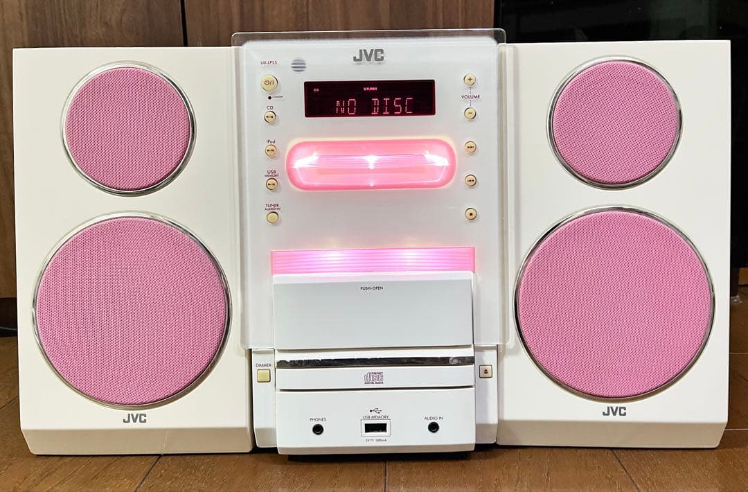 JVC UX-LP55 CDコンポ iPod対応 ホワイト ピンク リモコン付