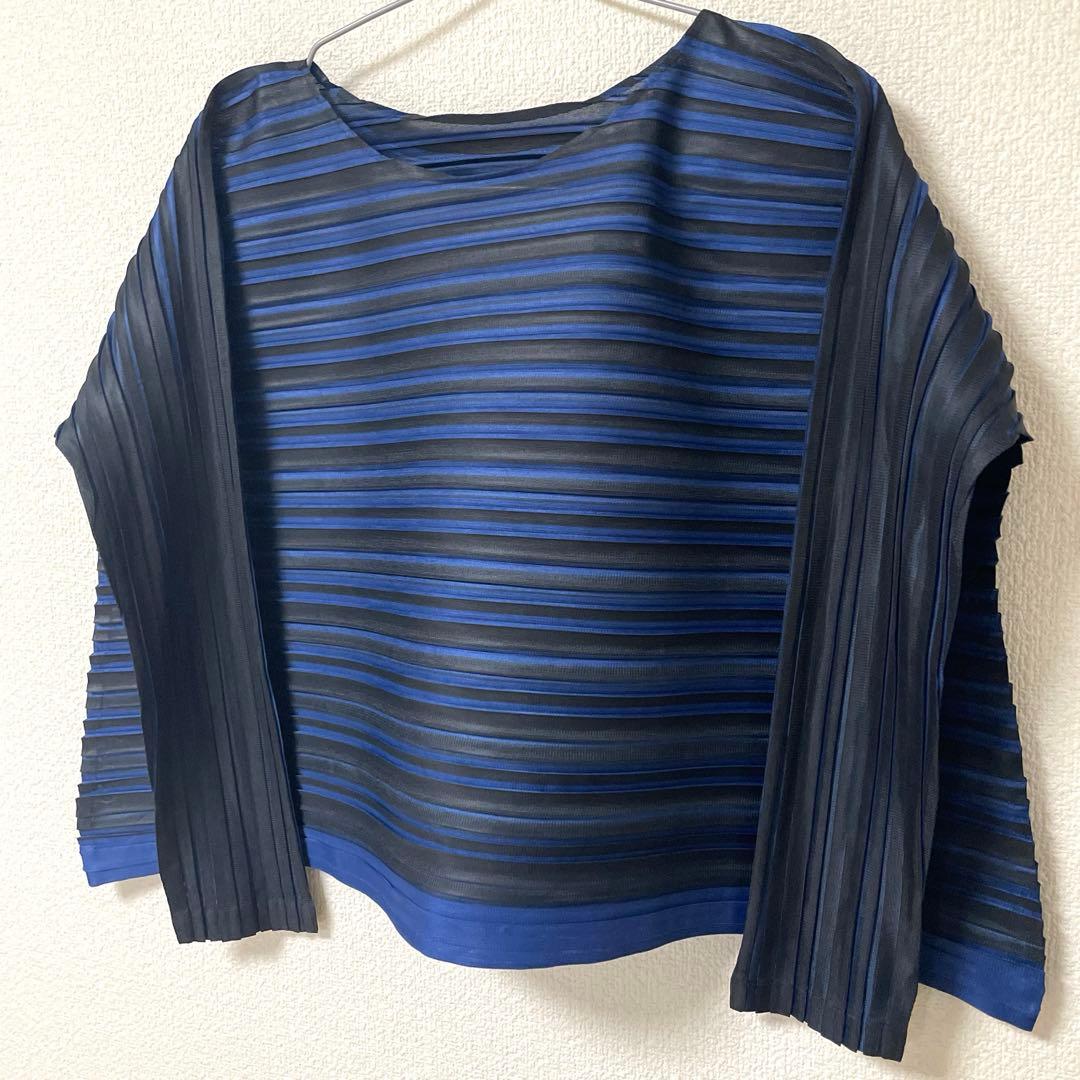 プリーツプリーズ バウンス 横プリーズ　ブルー