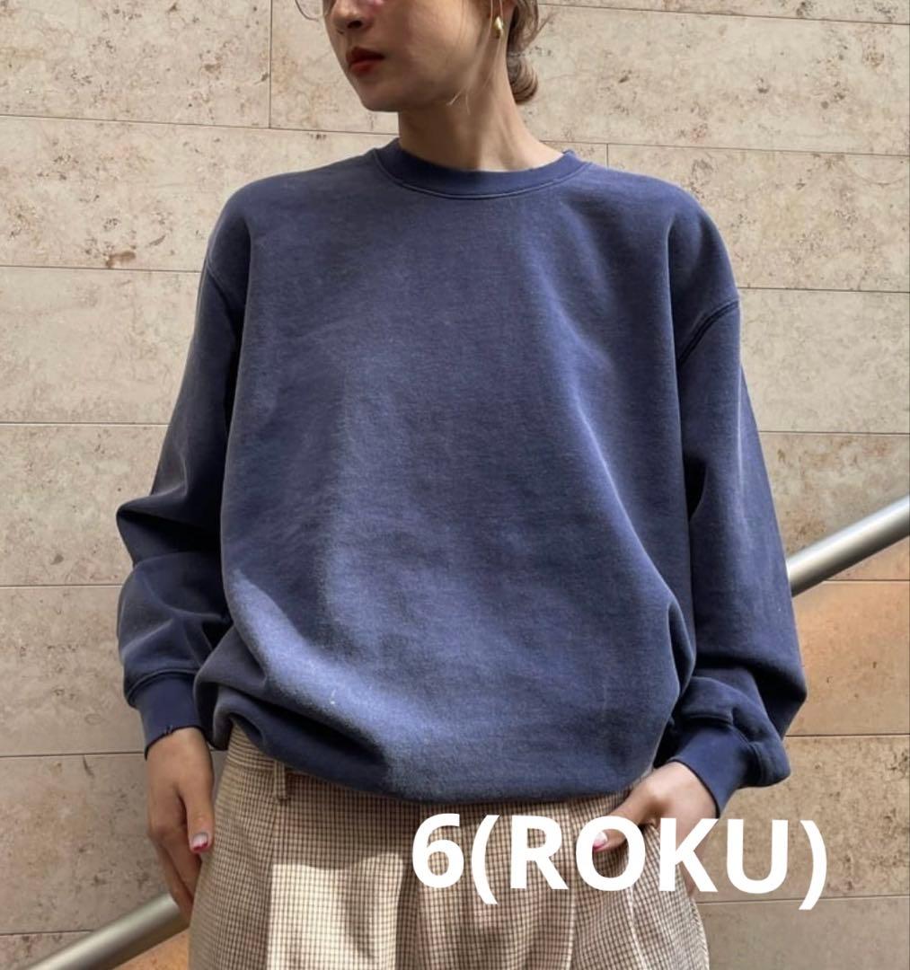 【aaa】6(ROKU) ダメージ スウェット クルーネック