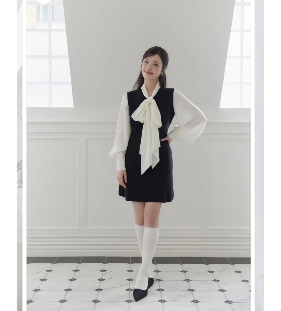 poláura リボンドッキングワンピース