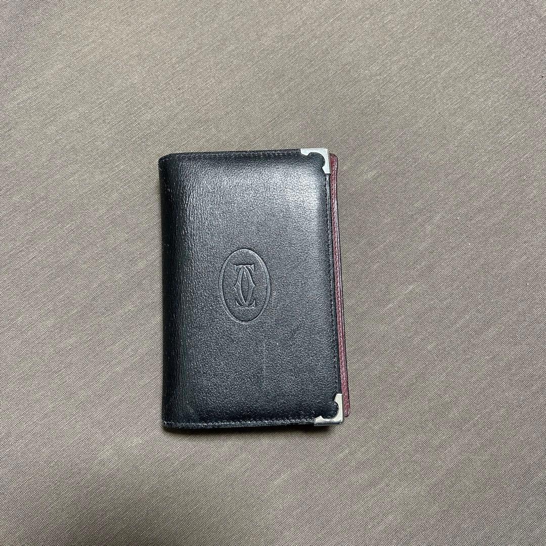 Cartier レザー名刺入れ 黒/ボルドー