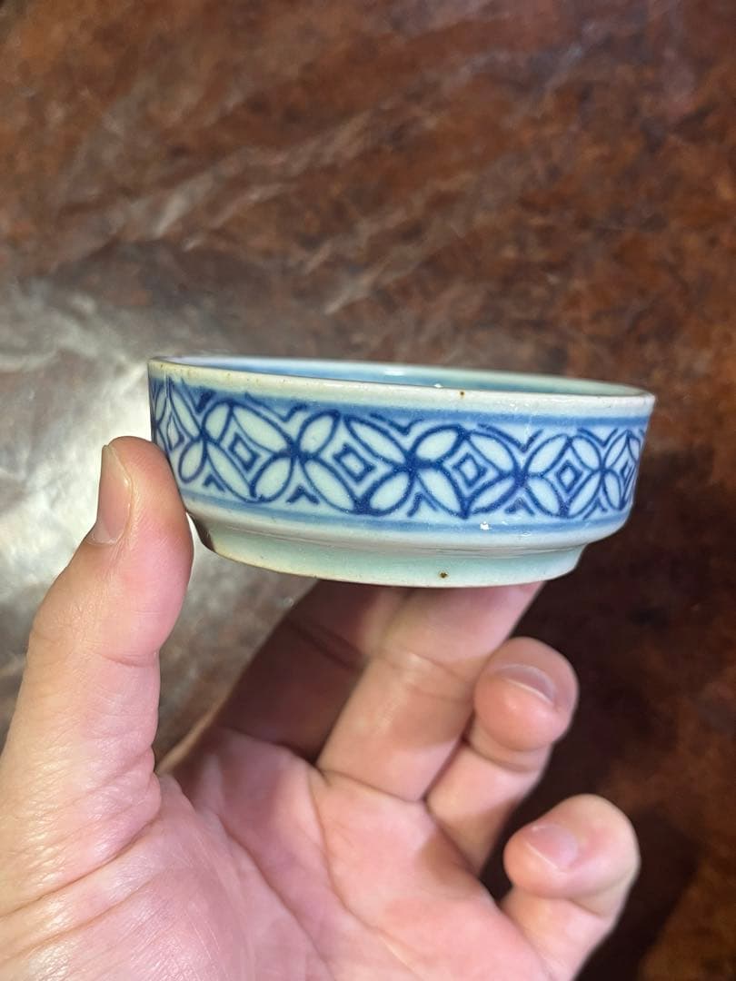 清朝　染付　景徳鎮　新渡　古染付　染め付け　民芸　民藝　骨董　桃　唐草　七宝